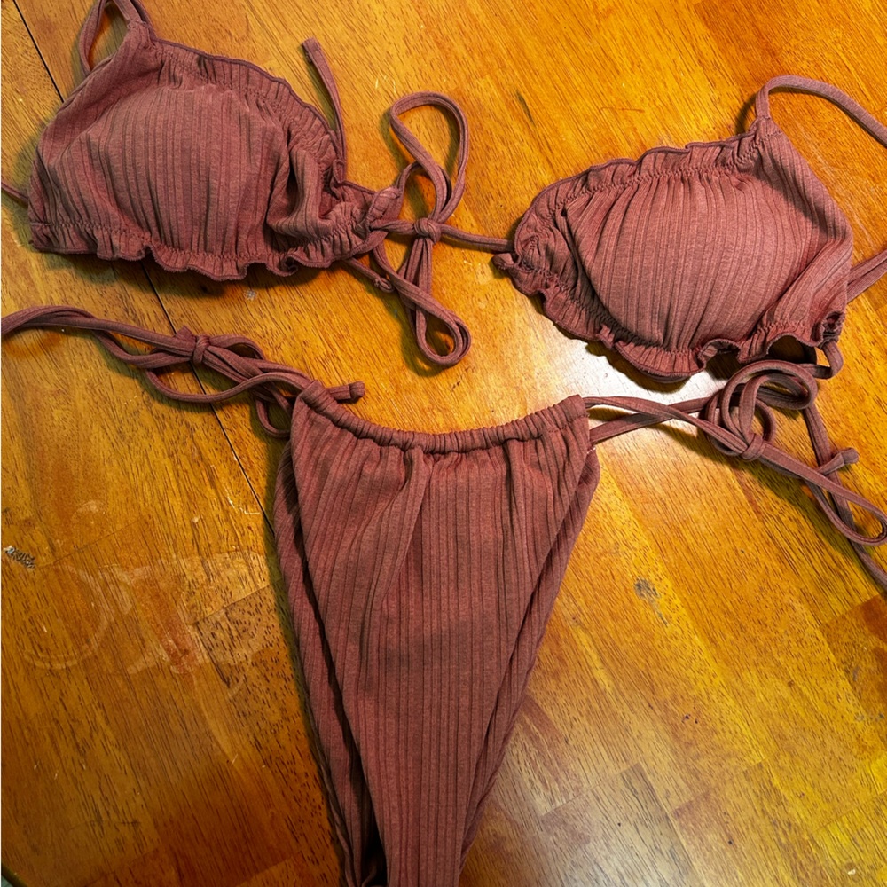 Shein rust colored string bikini